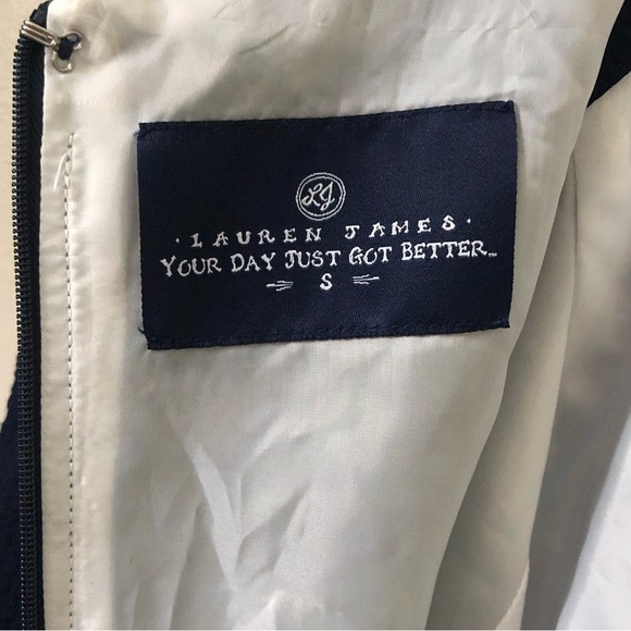 Lauren James James Bailey nvy cttn blnd md wght seersckr    slvlss shth drssSZ S - Picture 5 of 8